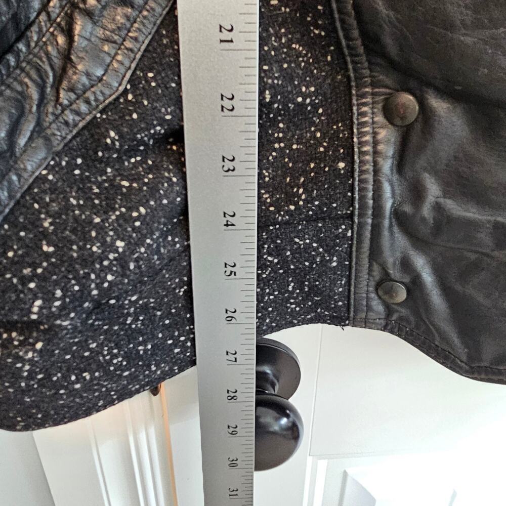 Vintage 8os Bomber Jacket Womens Size 12 Black Wool Leather Punk Glam Rock Retro - Picture 7 of 11